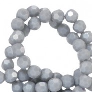Top Facet kralen 4mm rond Cloudy grey-pearl shine coating